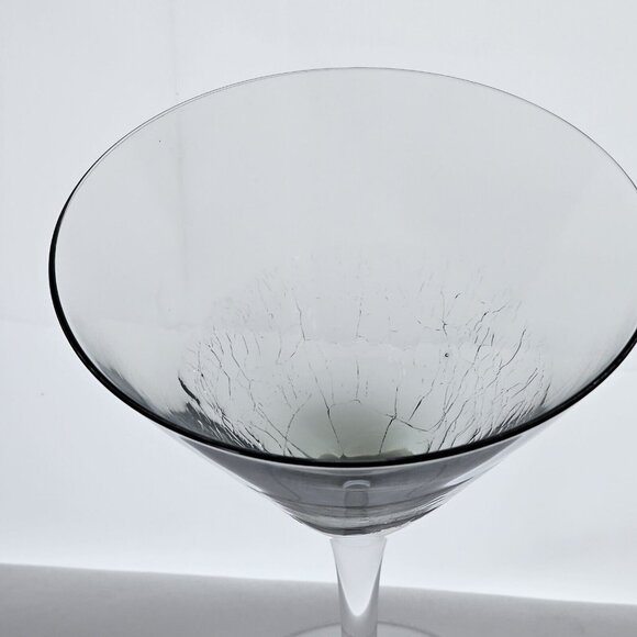 Pier 1 Smoke Crackle Martini Glasses 7.5" discontinued grey goblets 10z set- 2 - Picture 6 of 8